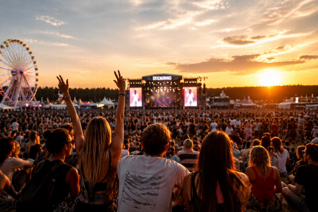 Group of students enjoying a budget music festival in Europe — Fest Deals