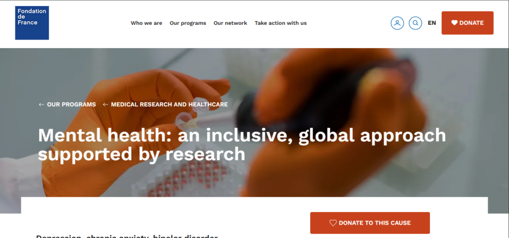 Fondation de France Website's home screen