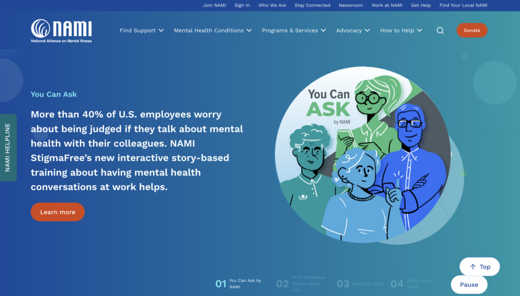 Nami Website's home screen