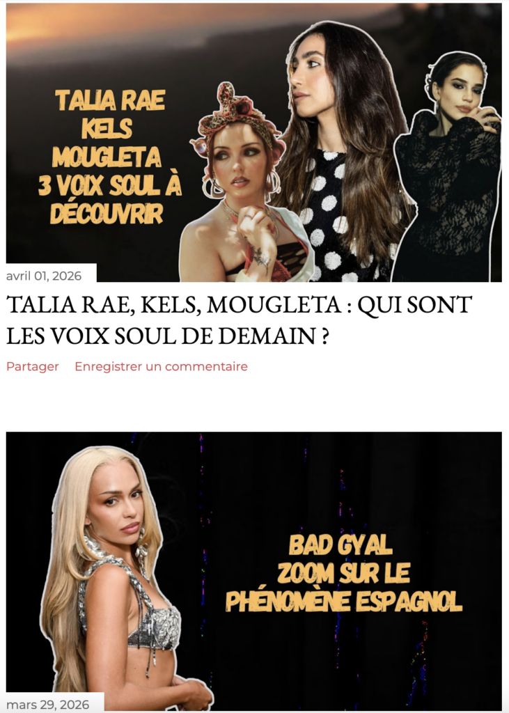 Examples of articles that fans can find on "The Melting Pop" blog