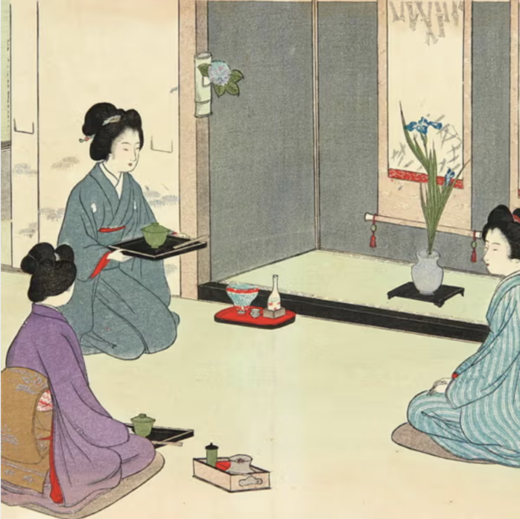 painting of japanese tea ceremony