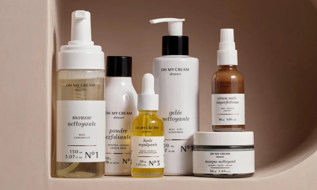 Image of skincare products and tools to help you know your skin type to know what to do
